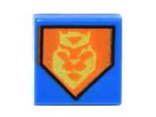 Part 3070pb097 - Tile 1 x 1 with Yellow King Symbol on Orange Pentagonal Shield Pattern - De BrickPlaats