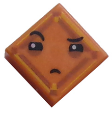 Part 3070pb109 - Tile 1 x 1 with Face with Narrowed Eyes, One Eyebrow Raised and Small Frown (Kryptomite) Pattern - De BrickPlaats