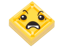 Part 3070pb114 - Tile 1 x 1 with Face with Open Downturned Mouth (Kryptomite) Pattern - De BrickPlaats