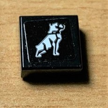 Part 3070pb179 - Tile 1 x 1 with White Dog / Bulldog Pattern (Sticker) - Set 42078 - De BrickPlaats