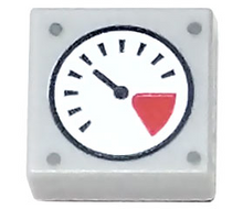 Part 3070pb180 - Tile 1 x 1 with White and Red Gauge, Black Thin Needle, and Rivets Pattern - De BrickPlaats