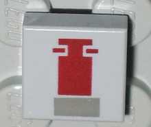 Part 3070ps1 - Tile 1 x 1 with Mini Snowspeeder Front End with Dark Gray and Red Rectangles Pattern - De BrickPlaats