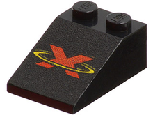 Part 3298pb016 - Slope 33 3 x 2 with Red X and Yellow Circle Pattern - De BrickPlaats