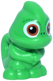 Part 36106pb02 - Chameleon, Upright with Hole on Top and Hole on Tail with Dark Orange Eyes Pattern (Pascal) - De BrickPlaats