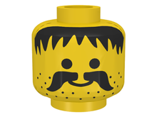 Part 3626px13 - Minifigure, Head Moustache, Stubble and Messy Hair Black Pattern - De BrickPlaats