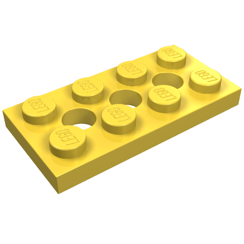 Part 3709 - Technic, Plate 2 x 4 with 3 Holes - De BrickPlaats