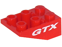 Part 3747apb01 - Slope, Inverted 33 3 x 2 with Flat Bottom Pin without Connections between Studs with White GTX Pattern on Both Sides (Stickers) - Set 8210 - De BrickPlaats