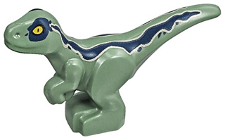 Part 37829pb02 - Dinosaur Baby Standing with Dark Blue Stripes and Yellow Eyes Pattern - De BrickPlaats