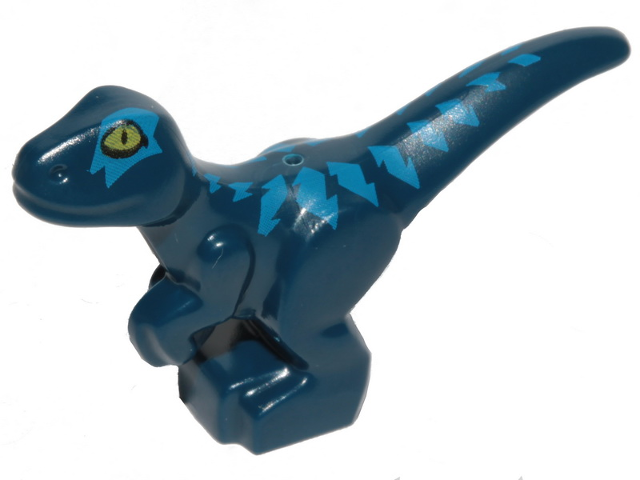 Part 37829pb03 - Dinosaur Baby Standing with Blue Markings and Yellow Eyes Pattern - De BrickPlaats