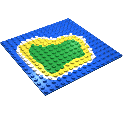 Part 3867p01 - Baseplate 16 x 16 with Island on Blue Water Pattern - De BrickPlaats