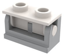 Part 3937c14 - Hinge Brick 1 x 2 with White Top Plate (3937 / 3938) - De BrickPlaats