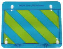 Part 41339pls01b - Plastic Part for Set 41339 - Dark Azure Awning with Lime Diagonal Stripes Pattern - De BrickPlaats