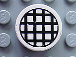 Part 4150pb026 - Tile, Round 2 x 2 with Black Grid Small Pattern - De BrickPlaats