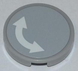 Part 4150pb125 - Tile, Round 2 x 2 with White Curved Arrow Double on Light Bluish Gray Background Pattern (Sticker) - Set 60018 - De BrickPlaats