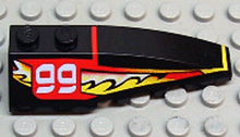 Part 41747pb014 - Wedge 6 x 2 Right with Red/Yellow/White Flame Pattern and 99 Pattern - De BrickPlaats