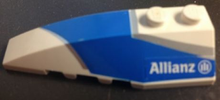 Part 41748pb060 - Wedge 6 x 2 Left with Blue and Silver Wraparound Pattern, with Allianz Logo Pattern (Sticker) - Set 8374 - De BrickPlaats