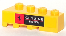 Part 41767pb11 - Wedge 4 x 2 Right with White 'GENUINE Ferrari' and Red and Black Ferrari Logo Pattern (Sticker) - Set 8143 - De BrickPlaats
