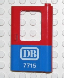 Part 4182pb018 - Door 1 x 4 x 5 Train Right, Thin Support at Bottom with Blue Bottom Half and 'DB 7715' Pattern (Sticker) - Set 7715 - De BrickPlaats