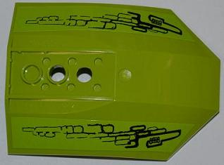 Part 42021pb03 - Cockpit 8 x 6 x 2 Curved with Black Lines on Lime Background Pattern (Stickers) - Set 8079 - De BrickPlaats