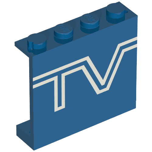 Part 4215ap09 - Panel 1 x 4 x 3 - Solid Studs with TV Logo Pattern - De BrickPlaats