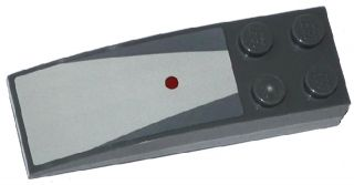 Part 44126pb036 - Slope, Curved 6 x 2 with Dark Red Dot and Light Bluish Gray Center Panel Pattern (Sticker) - Set 75039 - De BrickPlaats