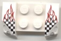 Part 44674pb04 - Vehicle, Mudguard 2 x 4 with Headlights Overhang with Checkered Flame Pattern on Both Sides (Stickers) - Set 8121 - De BrickPlaats