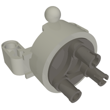 Part 46490c01 - Technic, Steering Axle with 2 Pin Holes, 2 Axle Holes and 2 Tow Ball Arms with Dark Bluish Gray Wheel Hub - De BrickPlaats