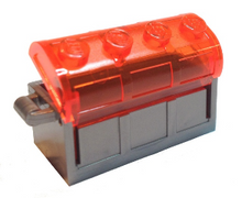 Part 4738ac02 - Container, Treasure Chest with Slots in Back and Trans-Neon Orange Thick Hinge Curved Lid (4738a / 4739a) - De BrickPlaats