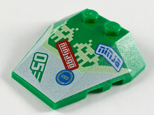 Part 48933pb033 - Wedge 4 x 4 Triple with Stud Notches with Pixel Aliens, 'ninjago', 'ninja' and '05' Pattern - De BrickPlaats