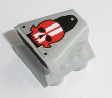 Part 50943pb10 - Vehicle, Air Scoop Engine Top 2 x 2 with Red Skull with White Stripes Pattern (Sticker) - Set 8864 - De BrickPlaats