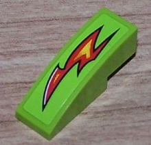 Part 50950pb023L - Slope, Curved 3 x 1 with Red Fire Pattern Model Left (Sticker) - Set 8199 - De BrickPlaats