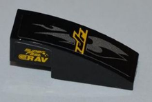 Part 50950pb032R - Slope, Curved 3 x 1 with 'SUPER FAST' and 'eRAV' on Right Side and 'Jr' and Silver Flames on Top Pattern (Sticker) - Set 8126 - De BrickPlaats