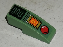 Part 50950pb121 - Slope, Curved 3 x 1 with Red Button and Orange Target Screen Pattern (Sticker) - Set 70589 - De BrickPlaats