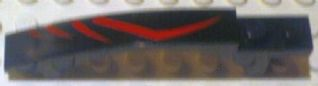Part 50967pb001L - Slope, Curved 8 x 1 x 1 2/3 with Arch and 2 Recessed Studs with Red Lines Pattern Model Left (Sticker) - Set 8669 - De BrickPlaats