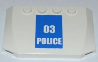 Part 52031pb031 - Wedge 4 x 6 x 2/3 Triple Curved with White '03 POLICE' on Blue Background Pattern (Sticker) - Set 7286 - De BrickPlaats