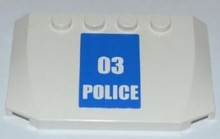 Part 52031pb031 - Wedge 4 x 6 x 2/3 Triple Curved with White '03 POLICE' on Blue Background Pattern (Sticker) - Set 7286 - De BrickPlaats