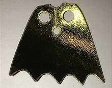 Part 56630pb02 - Minifigure Cape Cloth, Scalloped 5 Points (Batman) - Traditional Starched Fabric, Gold and Black Sides - De BrickPlaats