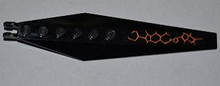 Part 57906pb009R - Hinge Plate 3 x 12 with Angled Side Extensions and Tapered Ends with Orange Lines Type 4 Pattern Model Back Right (Sticker) - Set 9444 - De BrickPlaats