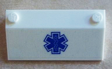 Part 58181pb07 - Slope 33 3 x 6 without Inner Walls with Blue EMT Star of Life Pattern on Transparent Background (Sticker) - Set 60023 - De BrickPlaats