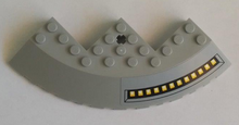 Part 58846pb19L - Brick, Round Corner 10 x 10 with Slope 33 Edge, Axle Hole, Facet Cutout with SW Outlet Nozzles Pattern Model Left Side (Sticker) - Set 75042 - De BrickPlaats