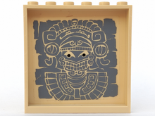 Part 59349pb044 - Panel 1 x 6 x 5 with Aztec Head with Curved Headdress and Bib Necklace on Dark Bluish Gray Stone Pattern on Inside (Sticker) - Set 7627 - De BrickPlaats