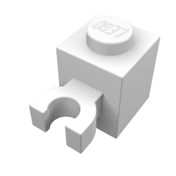 Part 60475 - Brick, Modified 1 x 1 with Open U Clip (Vertical Grip) - Solid Stud - De BrickPlaats