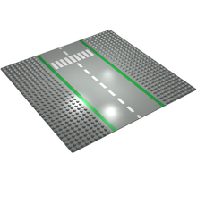 Part 606p02 - Baseplate, Road 32 x 32 9-Stud Straight with Road and Crosswalk Pattern - De BrickPlaats