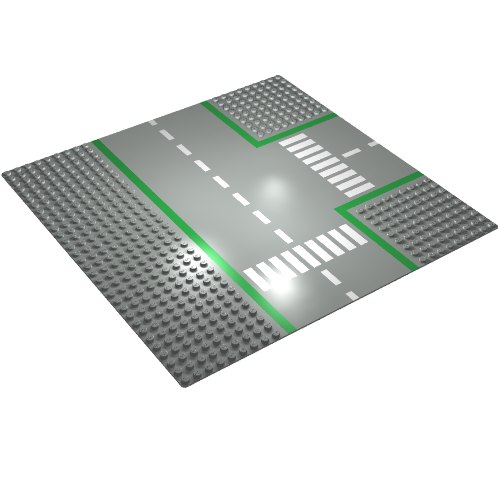 Part 608p01 - Baseplate, Road 32 x 32 9-Stud T Intersection with Road Pattern - De BrickPlaats