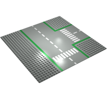 Part 608p01 - Baseplate, Road 32 x 32 9-Stud T Intersection with Road Pattern - De BrickPlaats