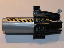 Part 60932cx1pb01 - Projectile Launcher, Bionicle Weapon Midak (Zamor) Skyblaster with Black Housing and '26-0786' and Black and Yellow Danger Stripes Pattern on Both Sides (Stickers) - Set 8864 - De BrickPlaats