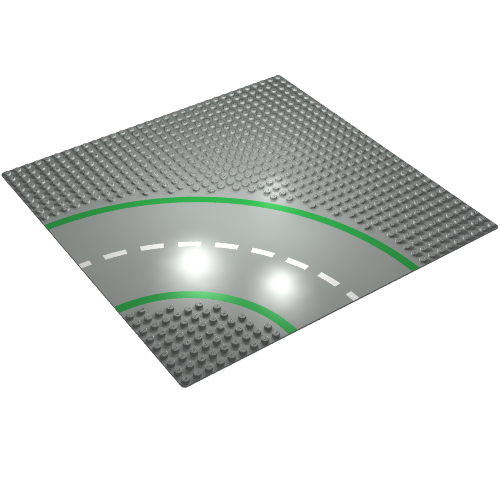 Part 609p01 - Baseplate, Road 32 x 32 9-Stud Curve with Road Pattern - De BrickPlaats