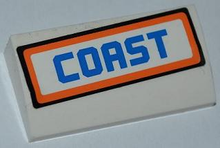 Part 61068pb012 - Slope, Curved 2 x 4 x 2/3 without Bottom Tubes with 'COAST' Pattern (Sticker) - Set 7726 - De BrickPlaats