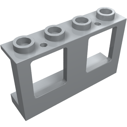 Part 61345 - Window 1 x 4 x 2 Plane, Single Top Hole and Single Bottom Hole for Glass - De BrickPlaats