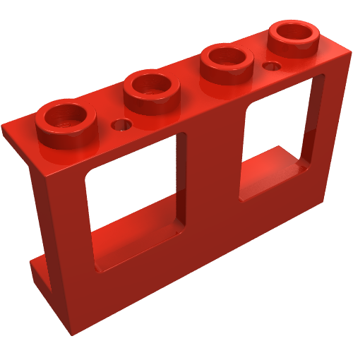 Part 61345 - Window 1 x 4 x 2 Plane, Single Top Hole and Single Bottom Hole for Glass - De BrickPlaats